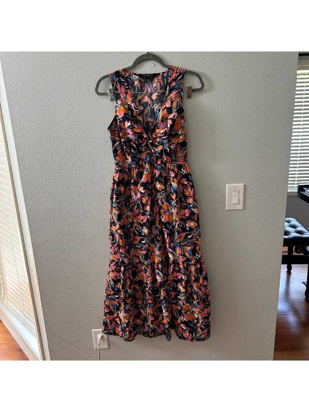 French Connection Tiered Maxi Dress MEDIUM Sleeveless 100% Cotton